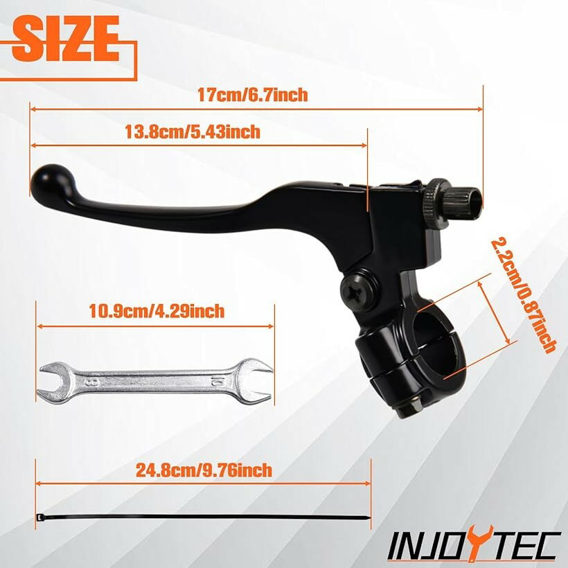 互換品 バイククラッチレバー ブレーキ バイク用 ショートレバー 左クラッチブレーキパーチ オートバイ 22mm内径 交換用 スパナと結束バンド3本付き (ブラック)