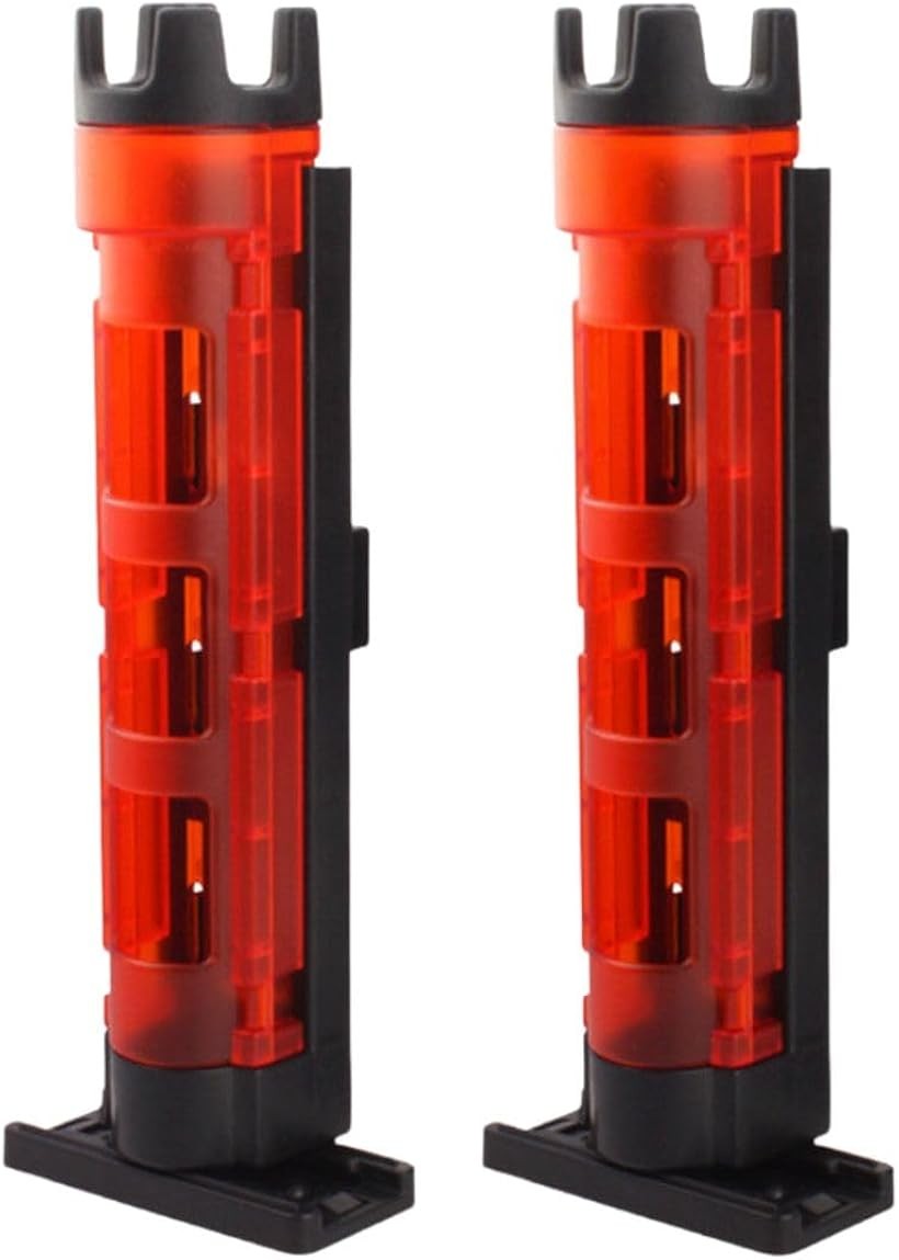 互換 ロッド ホルダー スタンド 2個 セット メイホウ ダイワ クーラー ボックス 釣り 竿 立て (レッド, 小型)