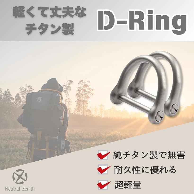 Dリング チタン キーリング カラビナ バイク キーホルダー 鍵 車 スマートキー キーチェーン 2個セット(マットシルバー, L)
