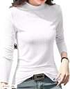 BT39 ソフト リブ ハイネック Tシャツ カットソー ストレッチ トップス 長袖 インナー レディース 薄手 リブニット セーター ロング 無地 タートルネ...