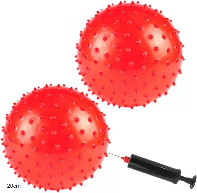 バランスボール ピラティスボール ヨガボール 突起 ミニ 2個セット 空気入れ付き (マルチカラー, 20cm)