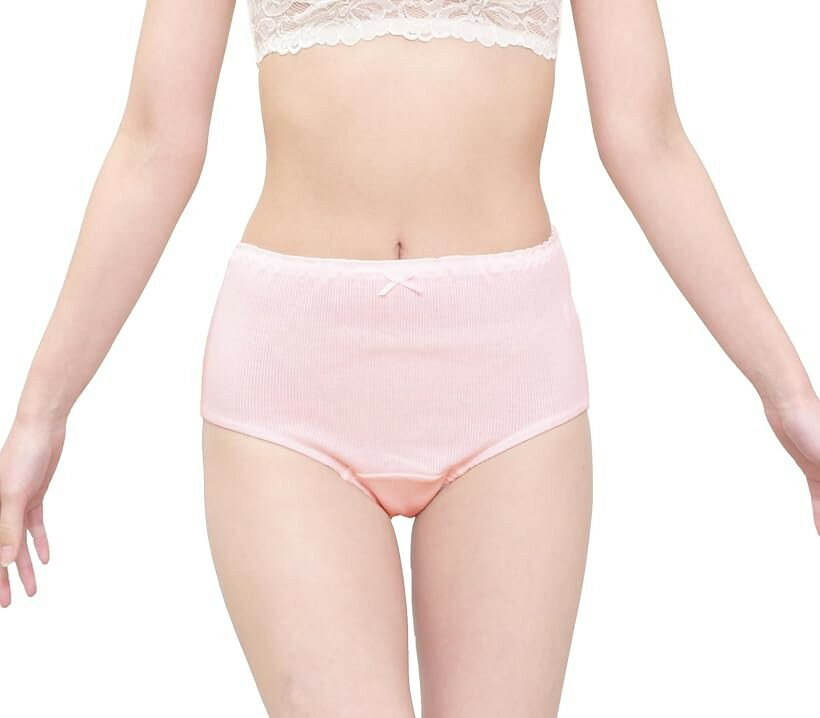 レディース 日本製 ショーツ パンツ 綿100 コットン リブ ゆったり 楽ちん 無地 リボン 深履き シンプル 透けショーツ 地味 上下着 シ..