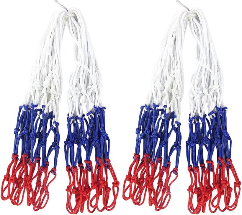 バスケットゴール ゴールネット リング 太め 室内 屋外 12ループ 簡単取付 2枚セット (ホワイト)