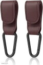 ベビーカーフック 2個セット カラビナ PUレザー 落下防止 テープ式(モカブラウン)