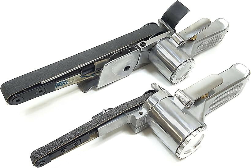 エアベルトサンダー 10mm 20mm セット 替えベルト付 角度調整 バリ取り スポット溶...