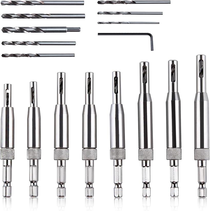 16枚入り セルフセンタリングドリルビットセット 蝶番用セルフセンタリングドリルビットセット インパ..