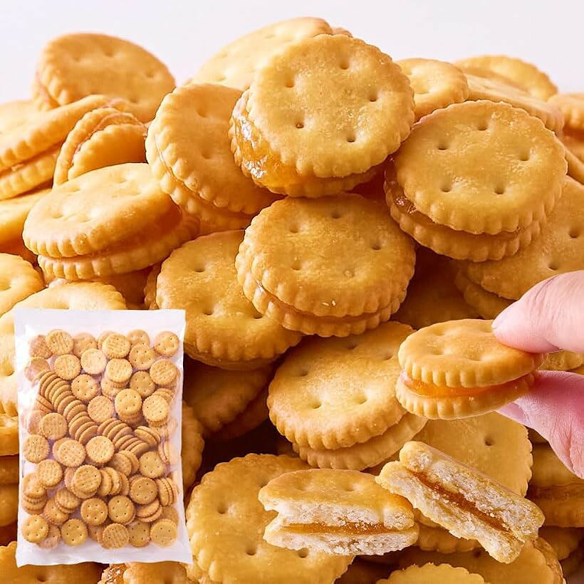 あんずジャムサンドクラッカー 400g お徳用 大容量 簡易包装 国内製造 甘酸っぱい アプリコット 塩味 おやつ おつまみ お茶請け 焼菓子 (400g)