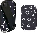 360度回転 スライド スマホリング ストラップ バンカーリング マグネット スマホスタンド iPhone 16 15/14/13/12 フィンガーリング(幾何学 ブラック)
