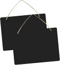 黒板 ブラックボード 2枚セット 両面使用可 23cmx17cm 麻ひも 付属で 吊り下げ可能 看板 掲示板 メニューボード 等に