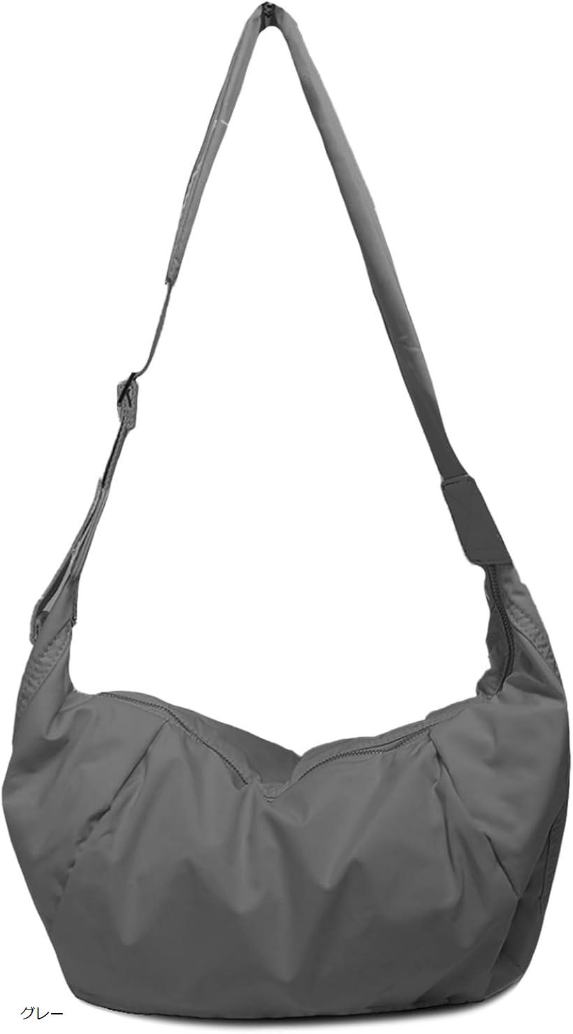 ショルダーバッグ ラウンド 斜め掛け ボディバッグ レディース 三日月型 (グレー)