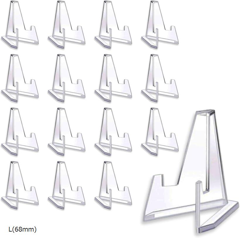 ディスプレイスタンド アクリルスタンド イーゼルスタンド キーホルダー 飾る 収納 アクスタ 透明 16個セット (クリア, L(68mm))