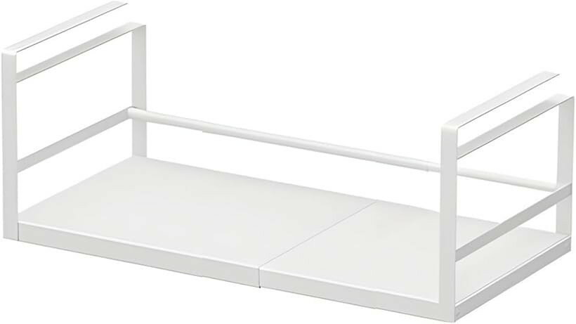 吊り下げラック キッチン 伸縮 収納 棚 (ホワイト, 幅35～65cm)