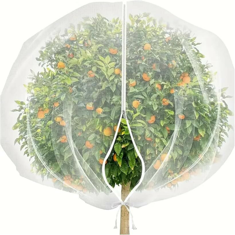 植物保護カバー 防虫ネット ファスナー付き 巾着式 目合0.3mm 水やり可能 野菜栽培...