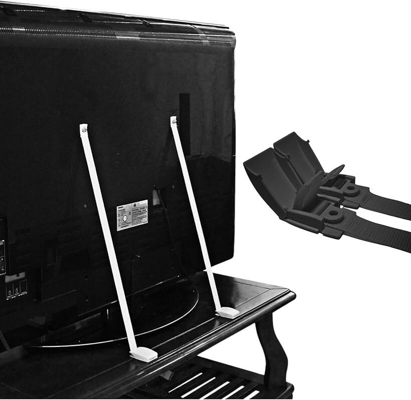 テレビ 転倒防止ベルト 耐震ベルト 穴あけ不要 パソコン 液晶テレビ保護用品 家具転倒防止 地震対策 防災グッズ クランプ式 壁固定対応 落下防止 ブラック (ブラック)