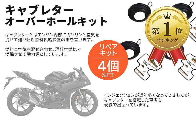 【楽天ランキング1位入賞】ホンダ 用 キャブレター リペアキット オーバーホールキット CBR250RR MC22 ホーネット MC31 ジェイド MC23 等 汎用 補修 修理 ガソリン 漏れ クリーニング