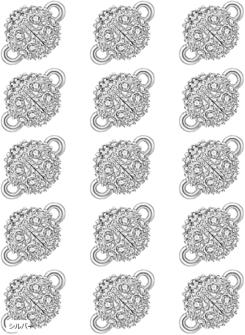 マグネットクラスプ ネックレス 留め具 10mm 15個セット (シルバー)