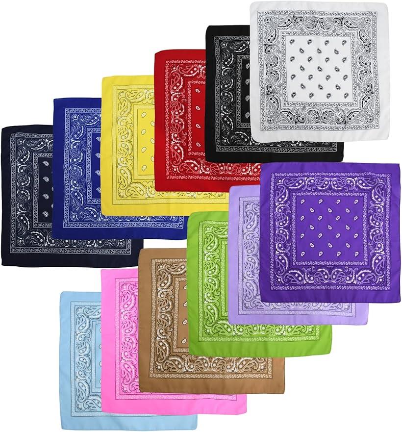 バンダナ 大判 ランチクロス 弁当包み ランニング マラソン 散歩 ウォーキング 三角巾 12色 12枚セット (マルチカラー)