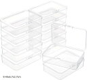 12個 PPプラスチック収納ケース ヒンジ付き 長方形 透明ビーズコンテナ クリアボックス 小物入れ 防塵ケース アクセサリー用 オフィス用品(9.45x6.7x2.7cm)