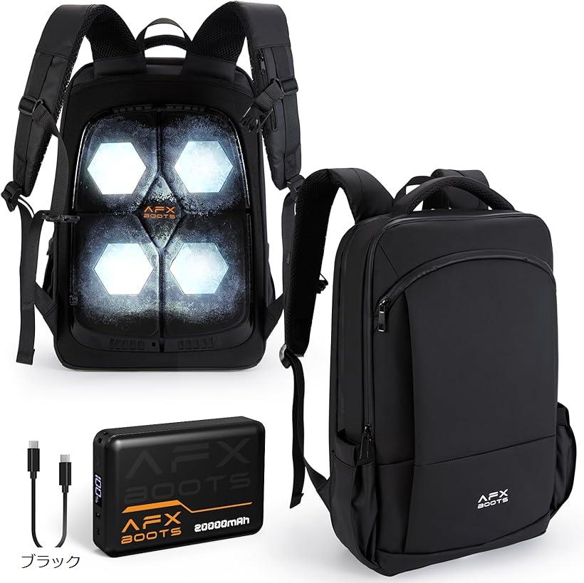 ペルチェ 冷却リュック 冷暖兼用 -21℃～50℃温度調節可 20000mAhバッテリー 背中冷却 暑さ対策グッズ 20L ビジネスリュック(ブラック, 20L)のサムネイル