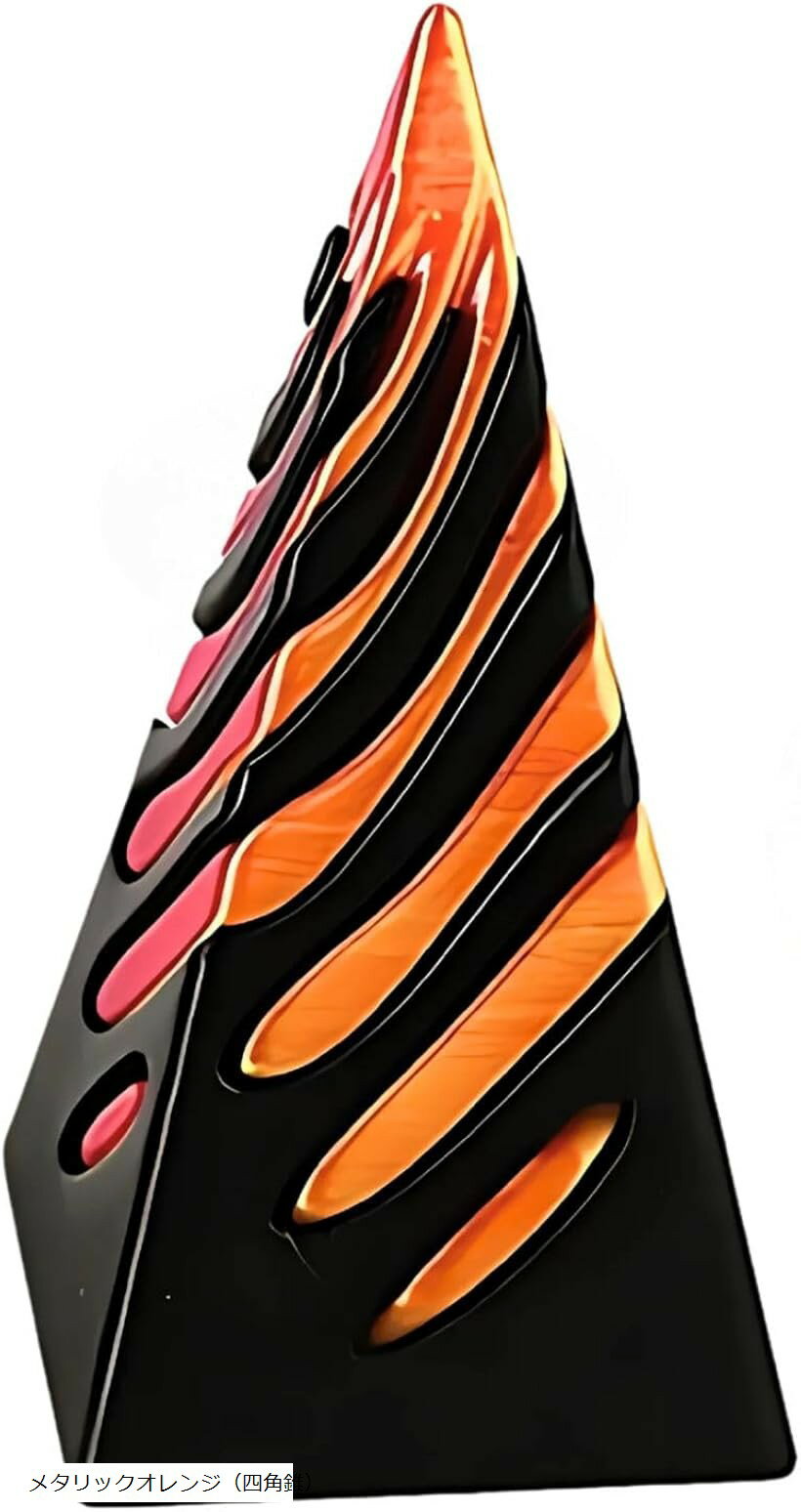 フィジェットトイ 3Dプリント 不可能ピラミッド スパイラルコーン 減圧グッズ ストレス解消 デスクトイ インテリア プレゼント メタリックオレンジ 四角錐