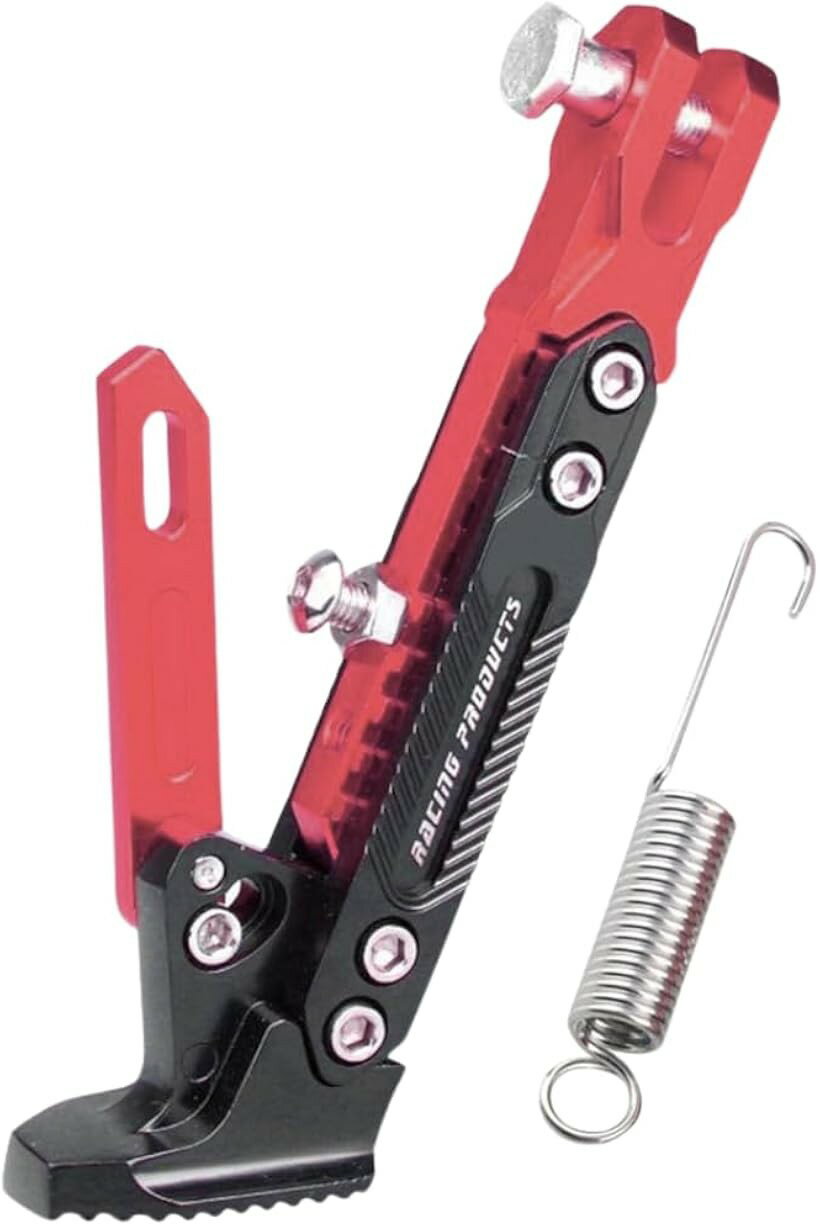 サイドスタンド バイク キックスタンド 調整 メンテナンス 汎用 エクステンション アルミ (レッド)