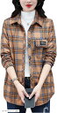 シャツ レディース ネルシャツ 長袖 厚手 防寒 裏起毛 暖かい チェック柄(カーキーチェック, 2XL)