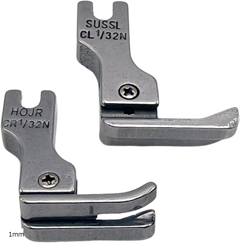 互換品 段付き押さえ ミシン 職業用 工業用 段付き押え 段押え 段押さえ 押え金 押さえ金 左右 セット (シルバー, 1mm)