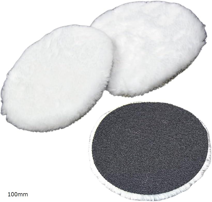 ポリッシャー バフ 羊毛 ウールバフ 研磨 フェルト 円形 3個セット (ホワイト, 100mm)