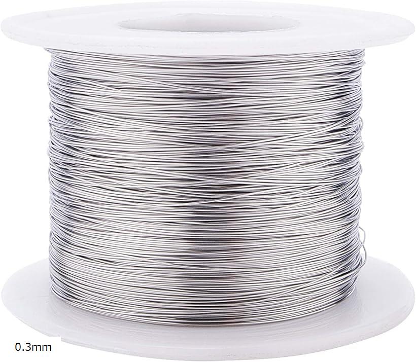 300m線径0.3mmクラフトワイヤー ステンレスワイヤー ビーズ通し ネックレス アクセサリー作り 手工芸 (0.3mm)