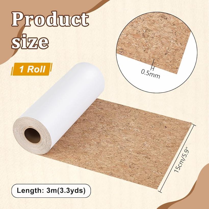 長さ3m 幅15cm コルクロール テープ 補修粘着布 装飾テープ DIY 手芸 補修用 粘着コルクテープ (ライトブラウン, 幅約15cm、3m/ロール) horiku-10268431 ホリック サンプル画像2