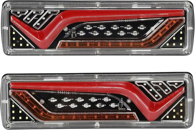 互換品 軽トラック 用 LED テールランプ 薄型 12V/24V 対応 流れるウインカー IP67 防水 高輝度 フォグランプ ウィンカー ランニングライト シーケンシャル ブレーキ バック 左右 2個 セット 汎用品