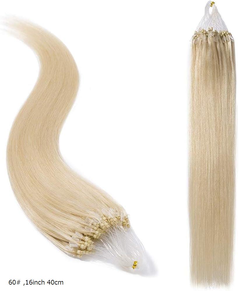 人毛 ring loop hair チップエクステ レミーエクステ カラー ウィッグ エクステンション 50本 (60#, 16inch 40cm)