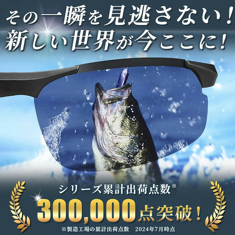 GLOFIN 偏光サングラス 超軽量 超偏光 メンズ 釣り スポーツ ゴルフ 運転 ドライブ ランニング 登山 自転車 調光 紫外線カット レジャー アウトドア (ブルーミラーブラック) 2