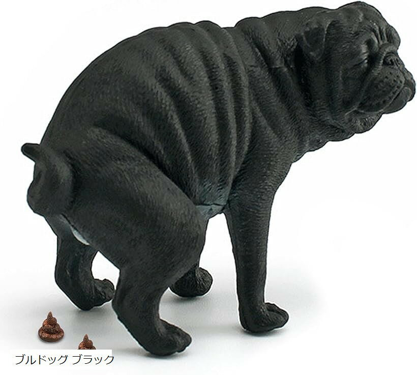犬 パグ 人形 置物 おもしろ フィギュア うんち 2個付き インテリア グッズ ミニ (ブルドッグ ...