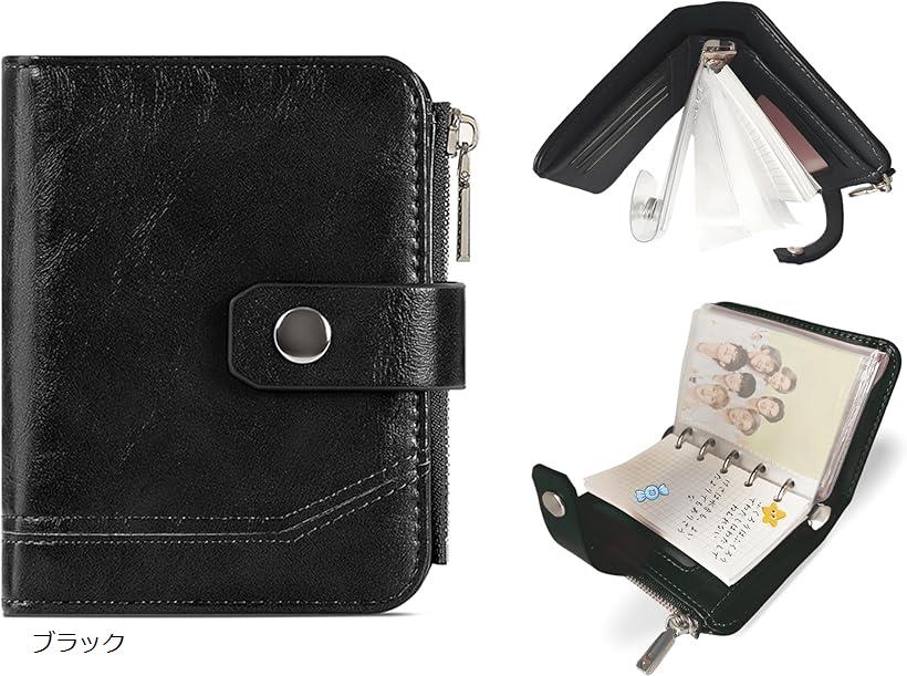 新型 手帳式 財布 レディース 二つ折り メンズ ビジネス手帳 推し活 写真 カード収納 小銭入れなし 可..