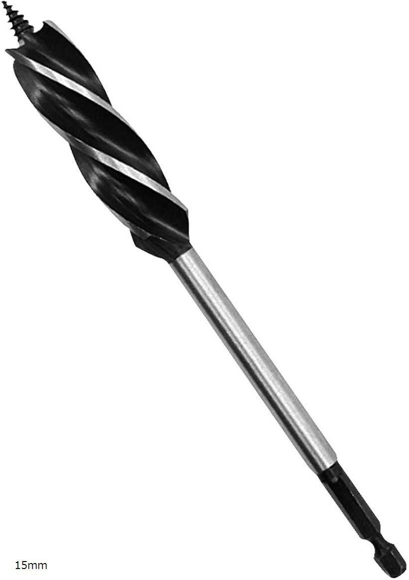 【楽天ランキング1位入賞】ロングビット 六角軸6.35mm 木工用 全長165mm 先三角ビット 穴あけ DIY インパクトドライバー 電動ドライバー (15mm)