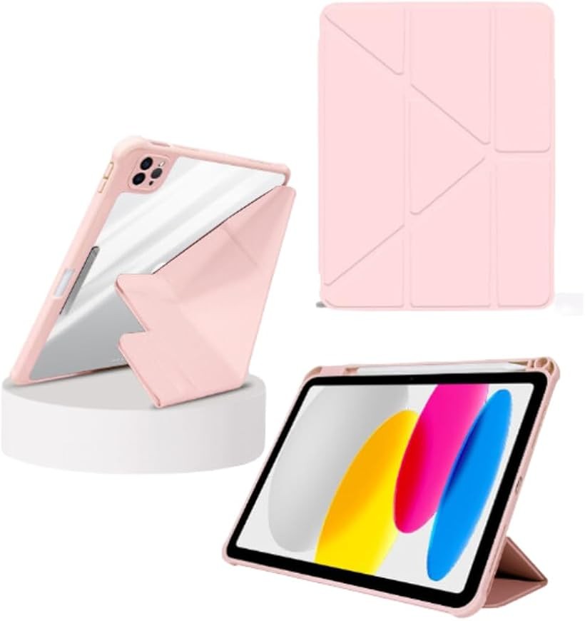 ipadmini6ケース ipadmini7 第6世代 第7世代 ペン収納 軽量 薄型 ミニ スタンド オートスリープ 縦 置き 全面保護 (ピンク)
