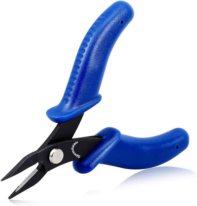 平ヤットコ 先端が細い 細かい作業に ギザなし 傷をつけずに加工 滑りにくいグリップ 平やっとこ (ブル..