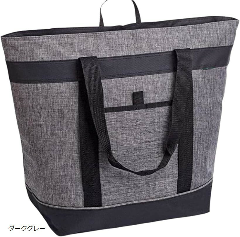 Cooler Box - 断熱クーラーバッグ 断熱材入り 折りたたみ可能 ソフトクーラーバッグ 断熱食品バッグ 食品配送バッグ 旅行用断熱バッグ ビーチクーラーバッグ (ダークグレー, 長さ55.8CMx幅20.3CMx高さ43.2CM)