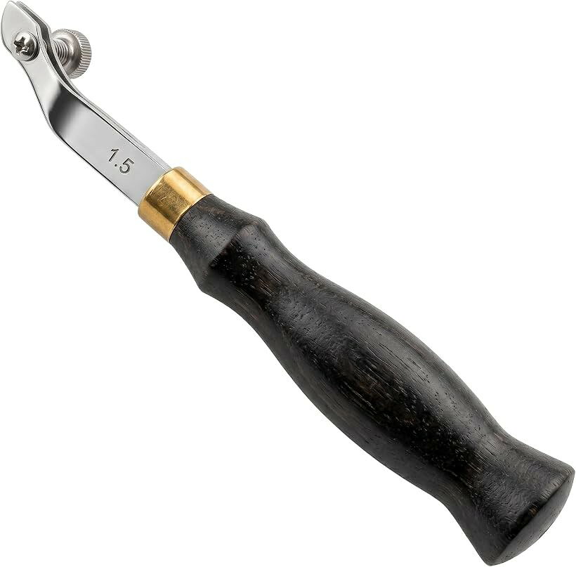 ネジ捻 レザークラフト コバ処理 調整式 溝入れ 念引き 工具 黒檀 (1.5mm)