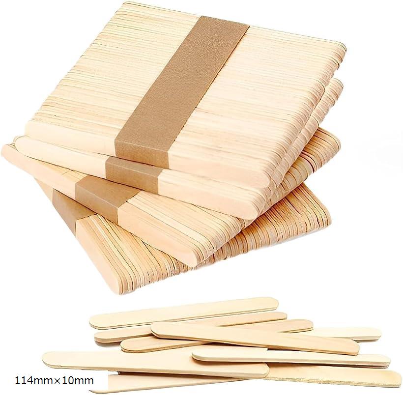 工作用 木の棒 木製 ウッド スティック クラフトスティック 500本 DIY (ナチュラル, 114mmx10mm)