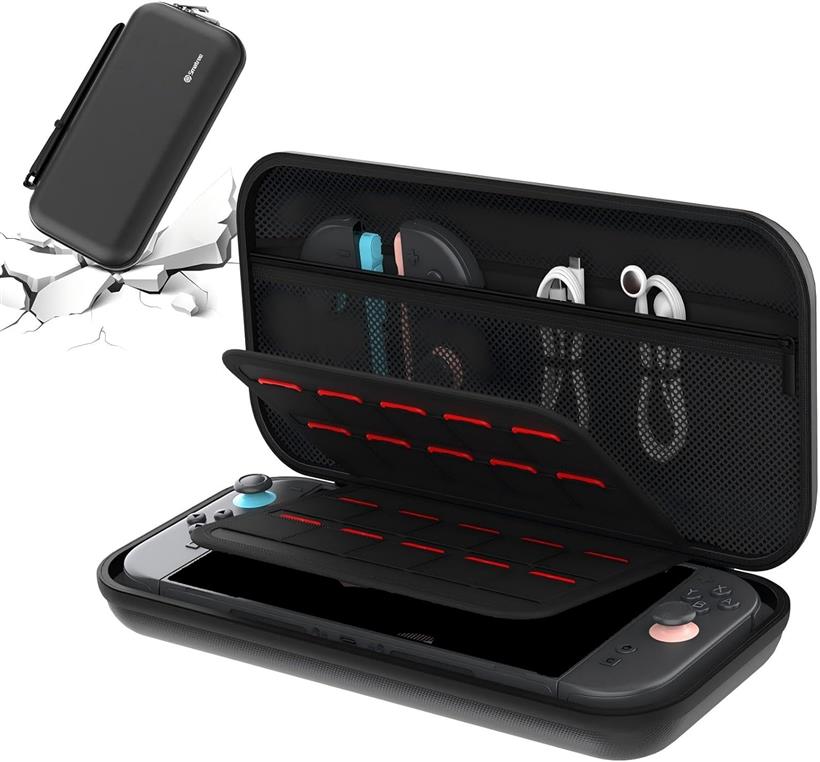 switch2 ケース EVAキャリングケース 保護カバー 30枚ゲームカードスロット 2025専用 7.9 インチ画面 スイッチ 2収納ケース 大容量収納バッグ 持ち運び 2用(ブラック)