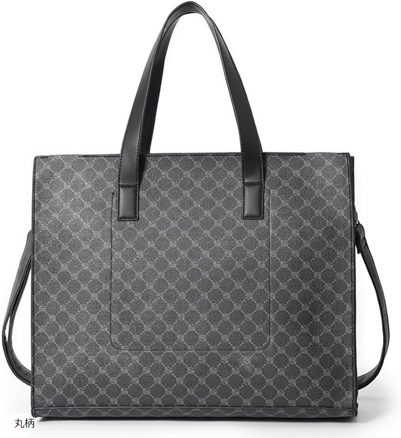 トートバッグ メンズ 小さめ レザー カジュアル 黒 ビジネス カバン とーとばっぐ 自立縦型 B044(丸柄)