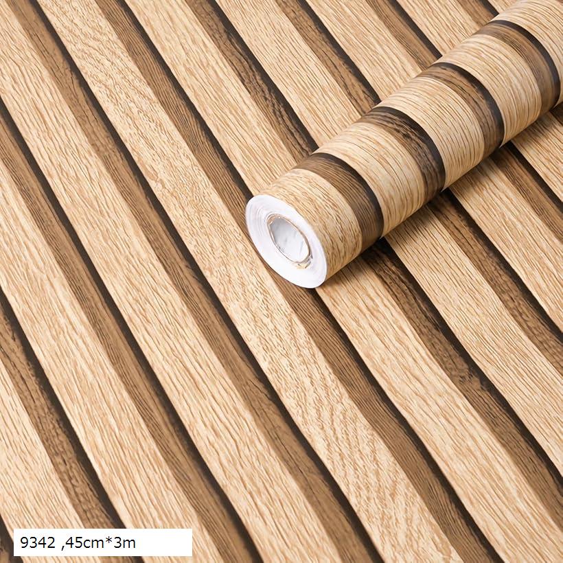 壁紙 シール はがせる リメイクシート リブウッド スラットウォール 防水 木目調 のり付き DIYシート 透けない ウォールステッカー ずらし貼り 家具用 (...