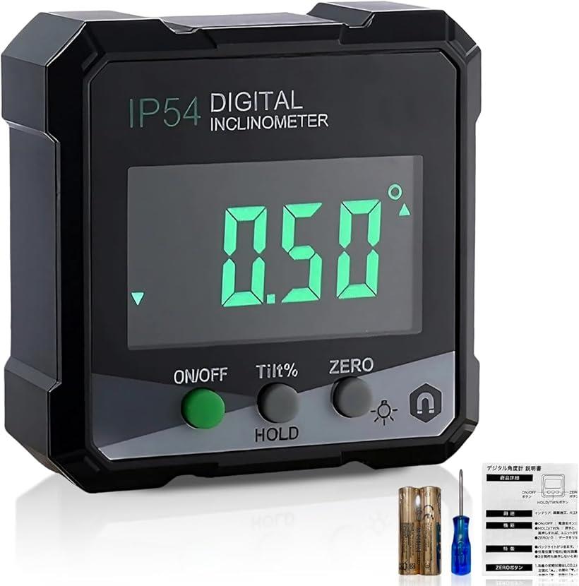【楽天ランキング1位入賞】デジタル角度計 IP54 防水防塵 ±0.2° 角度測定器 傾斜器 水平器 分度器 小型..