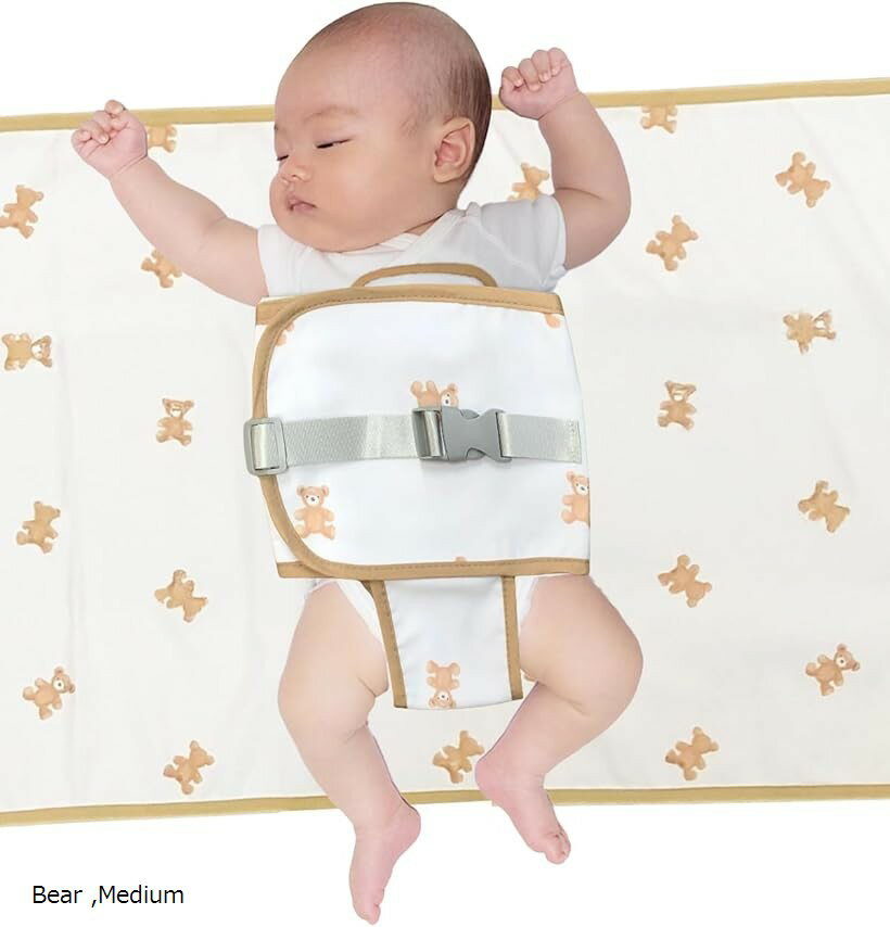 バリエーションコード : 2b9kql1ivc商品コード2bui8ivot0商品名小児科医監修 寝返り防止ベルト シーツ 赤ちゃん うつ伏せ寝 防止 ベビーベッド うつぶせ防止 寝返り防止 ベルト Hugmuu ハグムーブランドHügmuuカラーBearサイズ等Medium「小児科医　武田賢大先生監修」初めての育児で、赤ちゃんの寝返りが心配になることはありませんか？この寝返り防止ベルトは、そんなご両親の不安を解消し、赤ちゃんの安全な睡眠をサポートするために生まれました。肌触りの良い柔らかな素材を使用しており、赤ちゃんの繊細な肌にもやさしくフィット。赤ちゃんの適切な睡眠環境の補助として使用することで、寝返りによる窒息や姿勢の崩れを防ぎ、夜間でも安心してぐっすり眠れる環境を整えます。サイズ調整も簡単で、赤ちゃんの成長に合わせてフィットさせることができるので、長くお使いいただけます。赤ちゃんの快適さを考えながらも、しっかりと安全性を守るデザインで、育児をサポート。夜の不安が軽減されることで、赤ちゃんと一緒に安心して過ごせるようになり、育児が少しでも楽しいものになってくれることを願っています。「お子様の寝返り防止に」赤ちゃんやお子さんがちょっと目を離した隙に寝返りをしてうつ伏せ寝になってしまわないか心配・・そんな時にこちらのベルトつき寝返り防止ベルトがあれば安心。寝返りを防止できる商品です。「2サイズ展開で長くご使用いただけます」お子様の成長に合わせてご使用いただけるよう、2サイズご用意いたしました。寝返りを初めて大きくなったお子様にもご使用いただけます。「安心のバックルつき」面ファスナーがはがれにくくなるよう、バックルがついております。寝返りをしようとしても、ベルトが外れにくくなる構造になっております。「横向きでストップ」 仰向け寝を推奨しておりますが、もし横向きになっても、その状態でストップすることができます。赤ちゃんの好きな寝方でうつ伏せ寝を防止できます。「使用上の注意」本商品はあくまで育児サポートのための商品であり、ご使用の際はお子様から目を離さないようご注意ください。必ず固いマットレスにご使用ください。柔らかい布団に使用するとシーツのよれやずれが生じ、思わぬ窒息事故につながるおそれがあります。本来の目的以外の使用はおやめください「海外生産品による留意事項」生産は海外で行っており、糸のほつれ、細かいキズ、多少の汚れ、多少の匂い、外箱の傷等がある場合がございます。※ 他ネットショップでも併売しているため、ご注文後に在庫切れとなる場合があります。予めご了承ください。※ 品薄または希少等の理由により、参考価格よりも高い価格で販売されている場合があります。ご注文の際には必ず販売価格をご確認ください。※ 沖縄県、離島または一部地域の場合、別途送料の負担をお願いする場合があります。予めご了承ください。※ お使いのモニタにより写真の色が実際の商品の色と異なる場合や、イメージに差異が生じることがあります。予めご了承ください。※ 商品の詳細（カラー・数量・サイズ 等）については、ページ内の商品説明をご確認のうえ、ご注文ください。※ モバイル版・スマホ版ページでは、お使いの端末によっては一部の情報が表示されないことがあります。すべての記載情報をご確認するには、PC版ページをご覧ください。お子様の寝返り防止に。 洗濯機使用可能な、ベルト付き寝返り防止シーツ