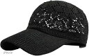 ニット レース キャップ 帽子 野球 ラメ cap 日除け 日焼け防止 レディース 日除け帽子 紫外線対策 UV対策(ブラック)
