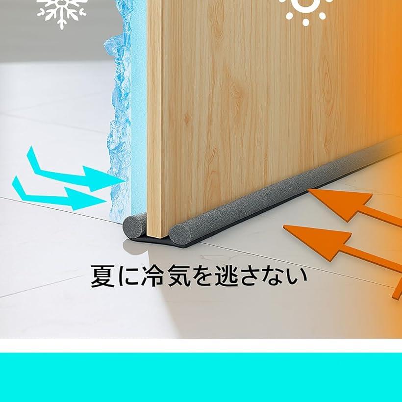 ドアストッパー 2本セット カット可能 ドア下 隙間 塞ぎ 防音 クッション 協力粘着 取り付け簡単 ブラウン (ブラウン) [2]