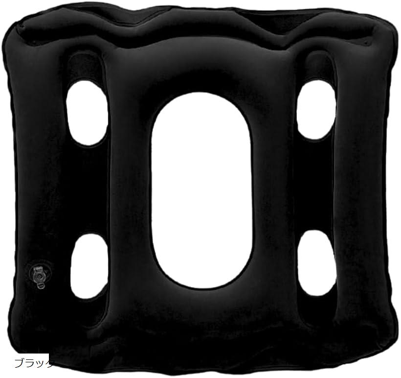 エアークッション エアクッション 携帯式 通気性 持ち運び可能 (ブラック, 40x38x6cm)