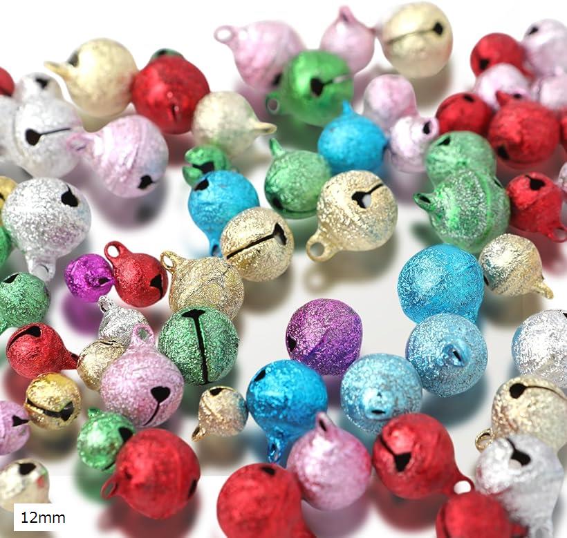 鈴 和柄鈴 ちりめん風 カラフル 彩色 クリスマス 飾り ペット 金属 ストラップ ベル (マルチ, 12mm)